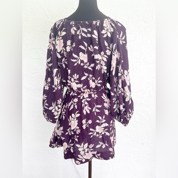 Free People Portia Linen Mini Dress in BlackBerry Womens Size Small NEW - Picture 9 of 11